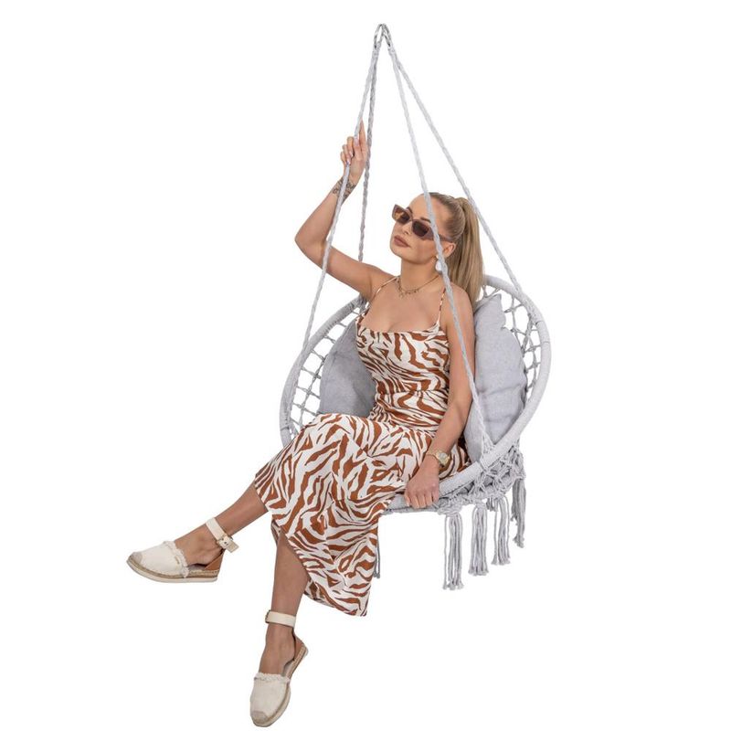 Casa si Gradina - Gradina si terasa - Balansoare si hamace - Balansoare - Scaun rotund Sersimo tip leagan suspendat cu perna Confort Plus casa sau gradina, gri - Infinity.ro