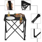 Casa si Gradina - Gradina si terasa - Mobilier exterior - Seturi mobila gradina - Masa plianta camping sau pescuit, cu 2 suporturi pahar, 46x46x45 cm, negru - Infinity.ro