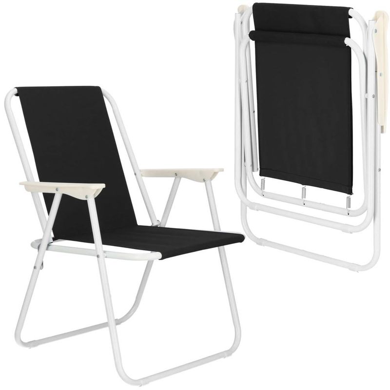 Casa si Gradina - Gradina si terasa - Mobilier exterior - Scaune si sezlonguri gradina - Scaun de plaja Sersimo, pliabil, 100kg, 52x73cm, negru alb - Infinity.ro