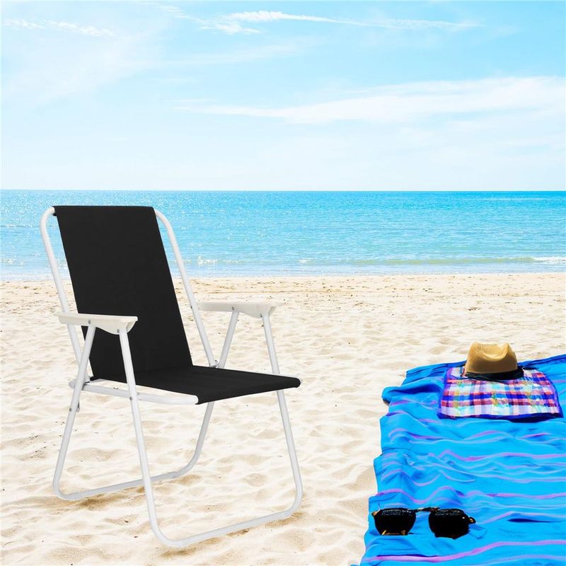 Casa si Gradina - Gradina si terasa - Mobilier exterior - Scaune si sezlonguri gradina - Scaun de plaja Sersimo, pliabil, 100kg, 52x73cm, negru alb - Infinity.ro