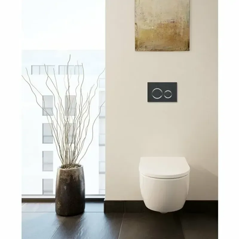 Casa si Gradina - Sanitare - Obiecte sanitare - Accesorii vase de toaleta - Clapeta de actionare Geberit Sigma21 sticla negru/crom lucios - Infinity.ro
