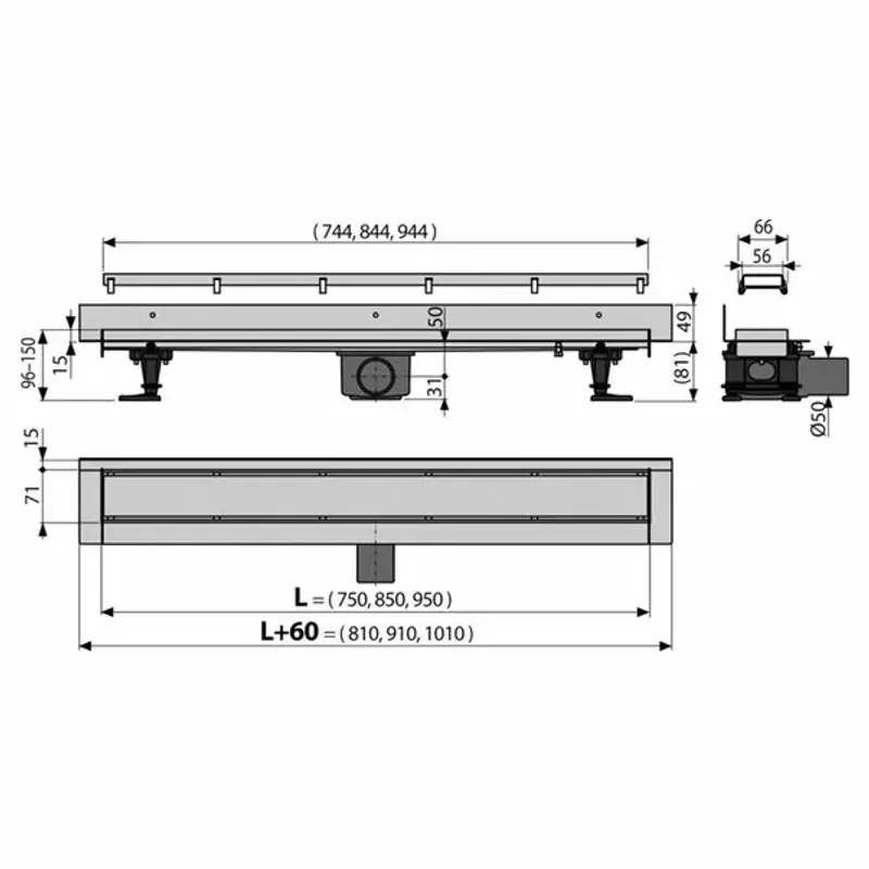 Casa si Gradina - Constructii - Materiale constructii - Sisteme de scurgere - Set rigola de perete cu capac faiantabil Alca APZ23-DOUBLE9 FIT AND GO WALL 85 cm - Infinity.ro