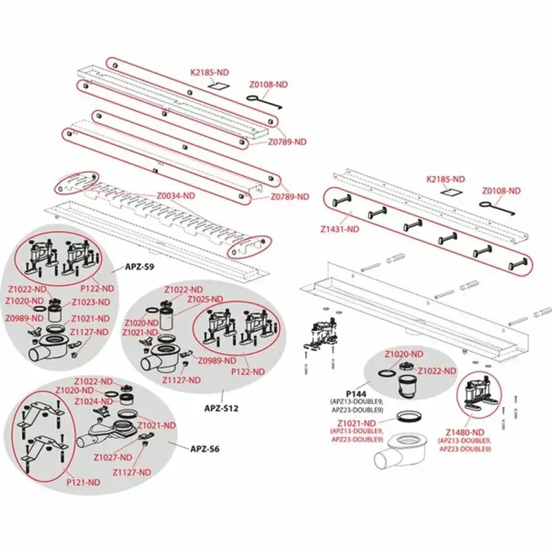 Casa si Gradina - Constructii - Materiale constructii - Sisteme de scurgere - Set rigola cu capac faiantabil APZ13-DOUBLE9 FIT AND GO 55 cm - Infinity.ro