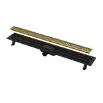 Casa si Gradina - Constructii - Materiale constructii - Sisteme de scurgere - Set rigola cu capac auriu periat Alca APZ10BLACK-BRASS 65 cm - Infinity.ro