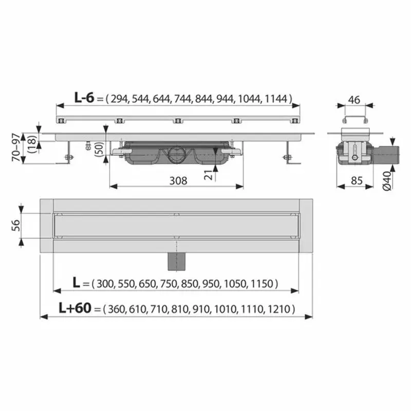 Casa si Gradina - Constructii - Materiale constructii - Sisteme de scurgere - Set rigola cu capac faiantabil APZ115 MARBLE LOW 65 cm - Infinity.ro