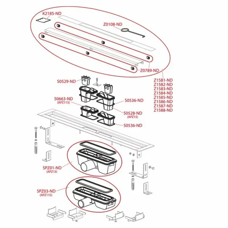 Casa si Gradina - Constructii - Materiale constructii - Sisteme de scurgere - Set rigola cu capac faiantabil APZ115 MARBLE LOW 55 cm - Infinity.ro