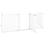 Petshop - Accesorii petshop - Jucarii animale - Jucarii educative - Bariera de protectie pentru copii, 318x75 cm, alba – 5 panouri, poarta cu blocare, montaj pe perete - Infinity.ro