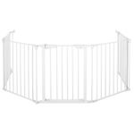 Petshop - Accesorii petshop - Jucarii animale - Jucarii educative - Bariera de protectie pentru copii, 318x75 cm, alba – 5 panouri, poarta cu blocare, montaj pe perete - Infinity.ro