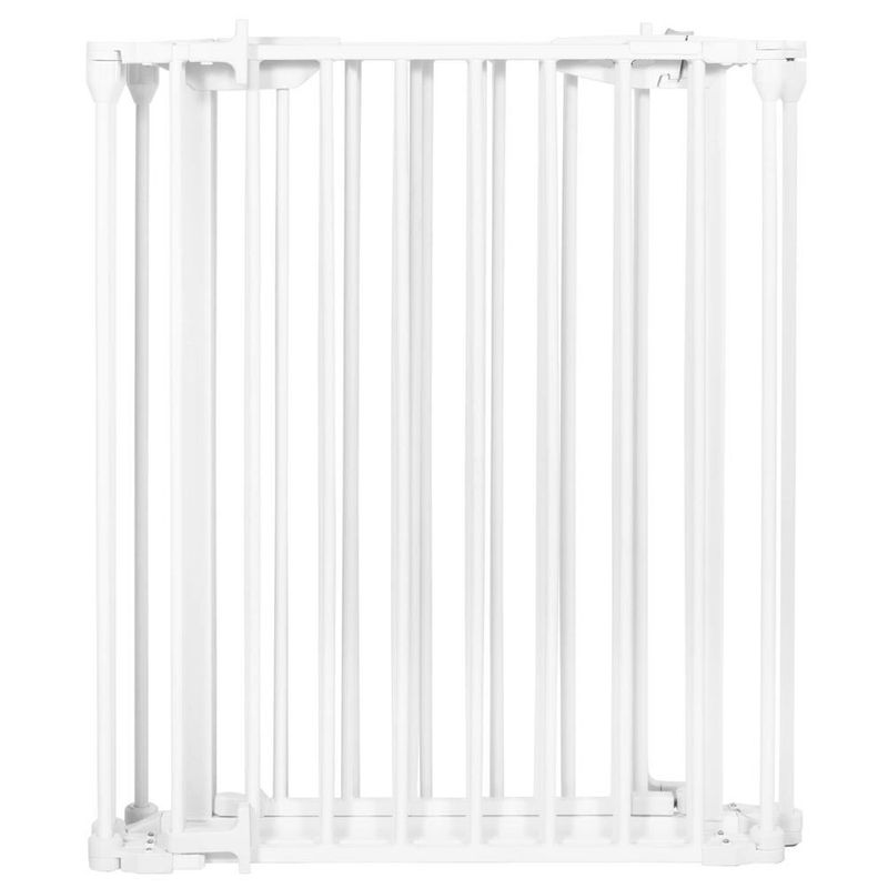 Petshop - Accesorii petshop - Jucarii animale - Jucarii educative - Bariera de protectie pentru copii, 318x75 cm, alba – 5 panouri, poarta cu blocare, montaj pe perete - Infinity.ro