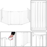 Petshop - Accesorii petshop - Jucarii animale - Jucarii educative - Bariera de protectie pentru copii, 318x75 cm, alba – 5 panouri, poarta cu blocare, montaj pe perete - Infinity.ro