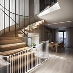 Petshop - Accesorii petshop - Jucarii animale - Jucarii educative - Bariera de protectie pentru copii, 318x75 cm, alba – 5 panouri, poarta cu blocare, montaj pe perete - Infinity.ro