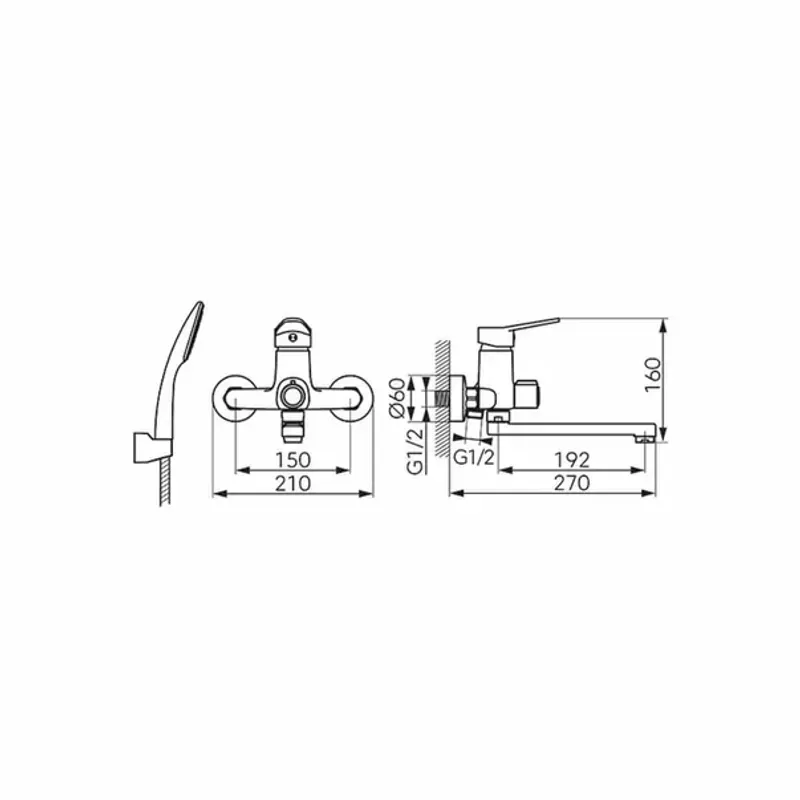 Casa si Gradina - Sanitare - Lavoar baie si accesorii - Baterii sanitare - Baterie cada - dus Ferro Isso crom monocomanda cu set de dus - Infinity.ro