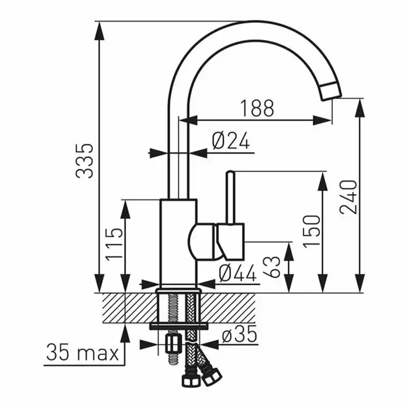 Casa si Gradina - Sanitare - Chiuveta bucatarie si accesorii - Baterii bucatarie - Baterie bucatarie Ferro Lugio negru - Infinity.ro