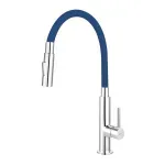 Casa si Gradina - Sanitare - Chiuveta bucatarie si accesorii - Baterii bucatarie - Baterie bucatarie Ferro Zumba Slim 2F albastru cu pipa flexibila - Infinity.ro