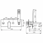 Casa si Gradina - Sanitare - Lavoar baie si accesorii - Baterii sanitare - Baterie cada - dus incastrata Ferro Square crom cu pipa si set dus - Infinity.ro