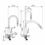 Casa si Gradina - Sanitare - Chiuveta bucatarie si accesorii - Baterii bucatarie - Baterie bucatarie Ferro Zumba Slim 2F galben-lamaie cu pipa flexibila - Infinity.ro