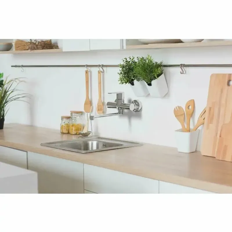 Casa si Gradina - Sanitare - Chiuveta bucatarie si accesorii - Baterii bucatarie - Baterie bucatarie Ferro Algeo montare pe perete crom - Infinity.ro