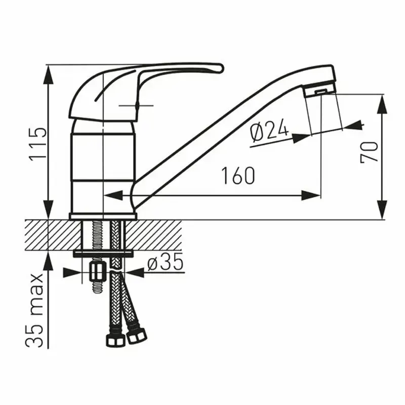 Casa si Gradina - Sanitare - Chiuveta bucatarie si accesorii - Baterii bucatarie - Baterie bucatarie Ferro Vasto pipa 16 cm - Infinity.ro