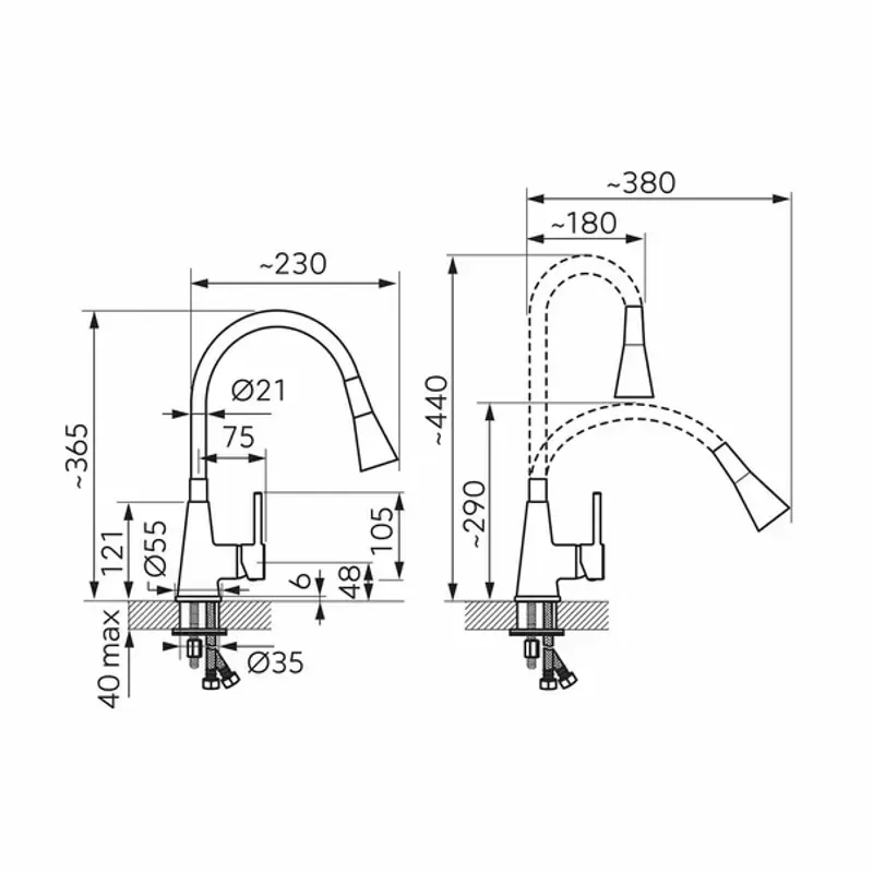 Casa si Gradina - Sanitare - Chiuveta bucatarie si accesorii - Baterii bucatarie - Baterie bucatarie cu pipa flexibila Ferro Zumba II verde - Infinity.ro