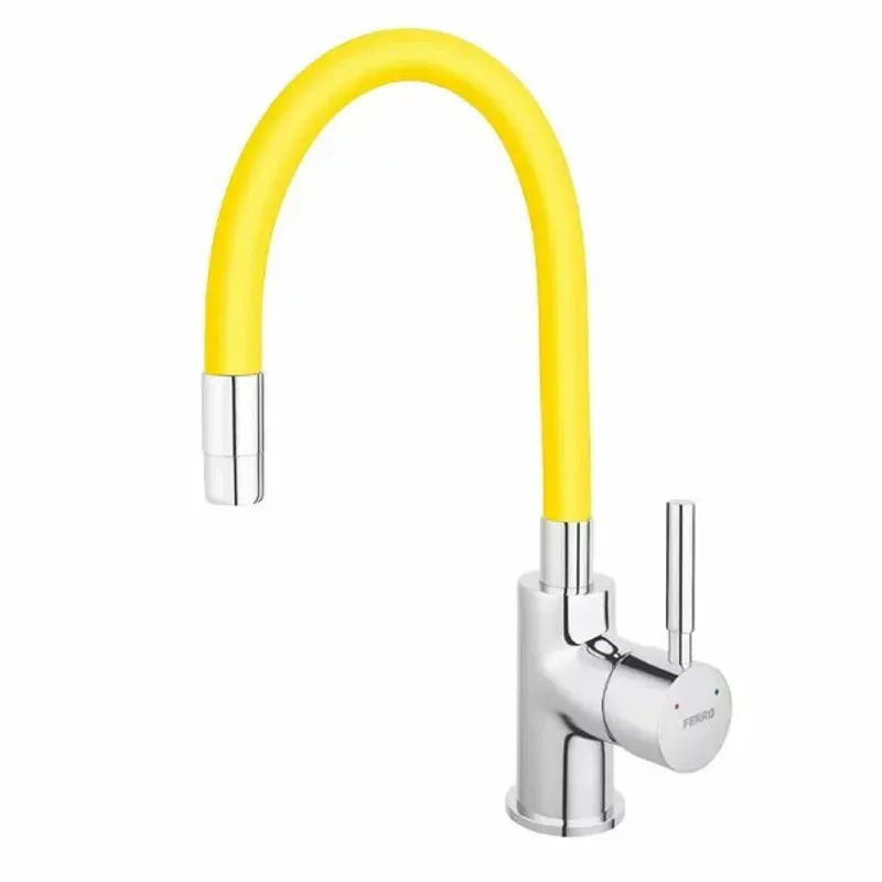 Casa si Gradina - Sanitare - Chiuveta bucatarie si accesorii - Baterii bucatarie - Baterie bucatarie cu pipa flexibila galbena Ferro Zumba - Infinity.ro