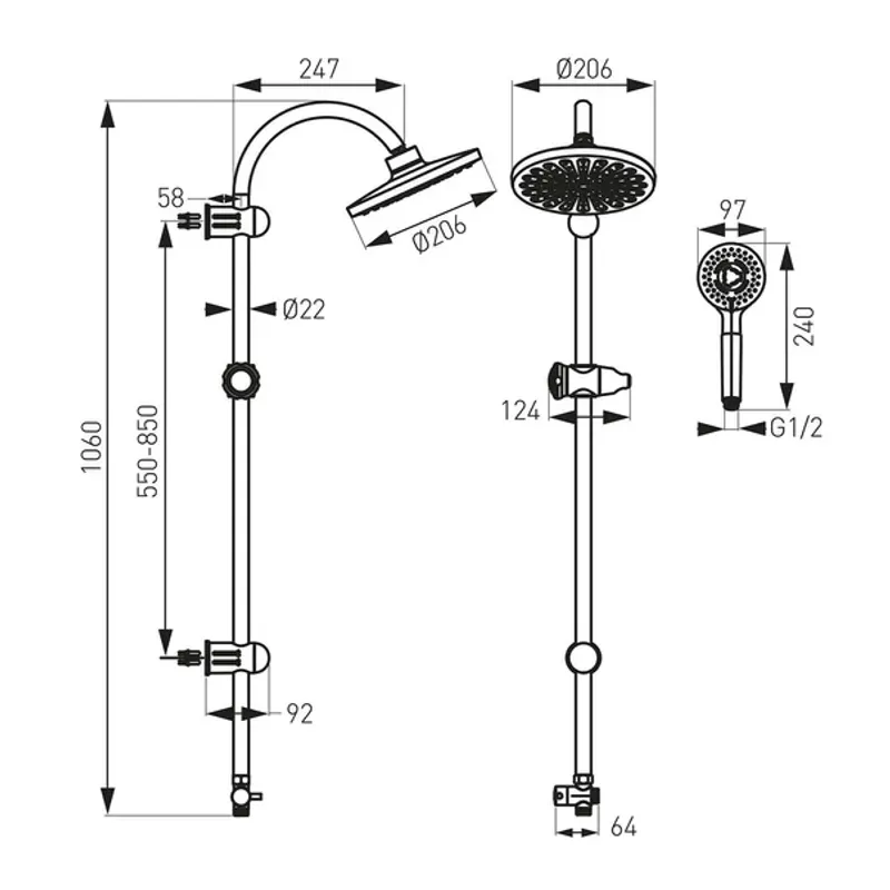 Casa si Gradina - Sanitare - Cazi si cabine de dus - Coloane si seturi de dus - Coloana de dus Ferro Rondo fara baterie - Infinity.ro