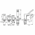 Casa si Gradina - Sanitare - Lavoar baie si accesorii - Baterii sanitare - Baterie cada - dus cu 4 piese Ferro Square crom - Infinity.ro