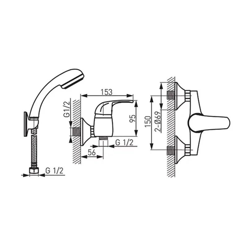 Casa si Gradina - Sanitare - Lavoar baie si accesorii - Baterii sanitare - Baterie dus Ferro Vasto - Infinity.ro