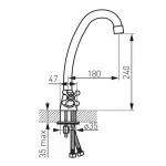 Casa si Gradina - Sanitare - Chiuveta bucatarie si accesorii - Baterii bucatarie - Baterie bucatarie gat de lebada dubla comanda Ferro Retro - Infinity.ro