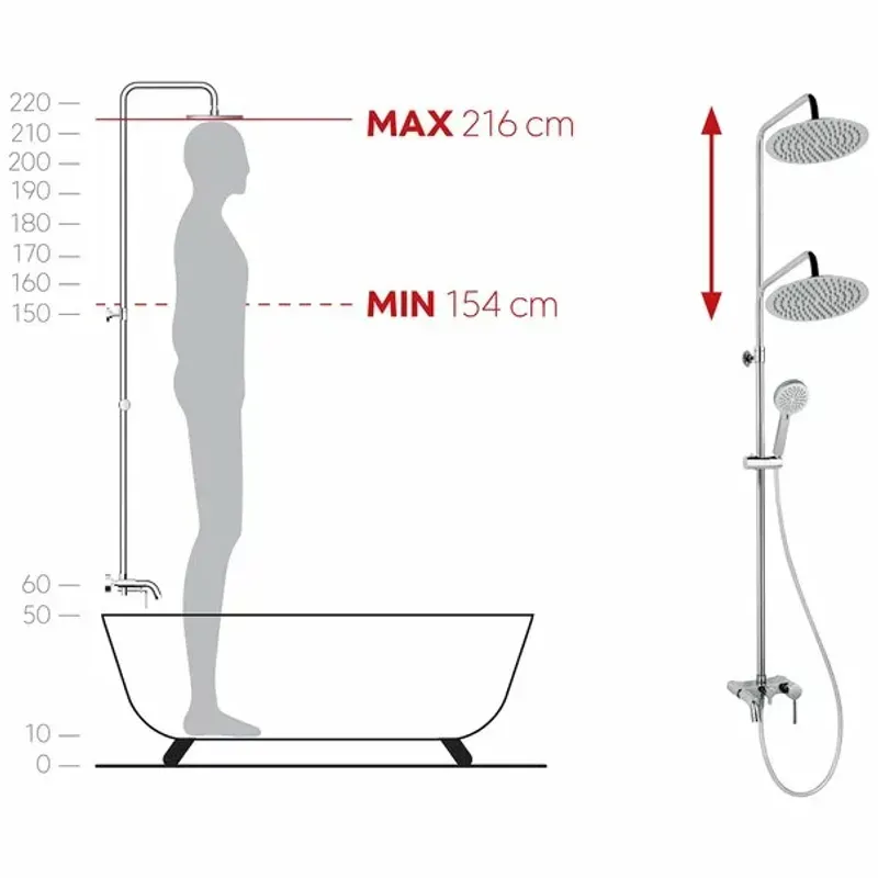 Casa si Gradina - Sanitare - Cazi si cabine de dus - Coloane si seturi de dus - Coloana de dus cu baterie monocomanda Ferro Fiesta - Infinity.ro