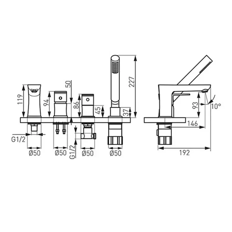 Casa si Gradina - Sanitare - Lavoar baie si accesorii - Baterii sanitare - Baterie cada Ferro Algeo 4 piese - Infinity.ro