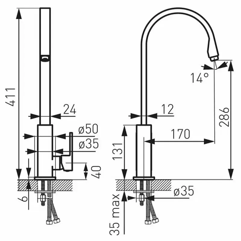 Casa si Gradina - Sanitare - Chiuveta bucatarie si accesorii - Baterii bucatarie - Baterie bucatarie crom cu pipa inalta Ferro Zicco - Infinity.ro