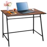 Casa si Gradina - Mobilier - Mese si birouri - Birouri - Birou tip masa laterala, cu cadru din otel, 50x100x76 cm, industrial, maro - Infinity.ro