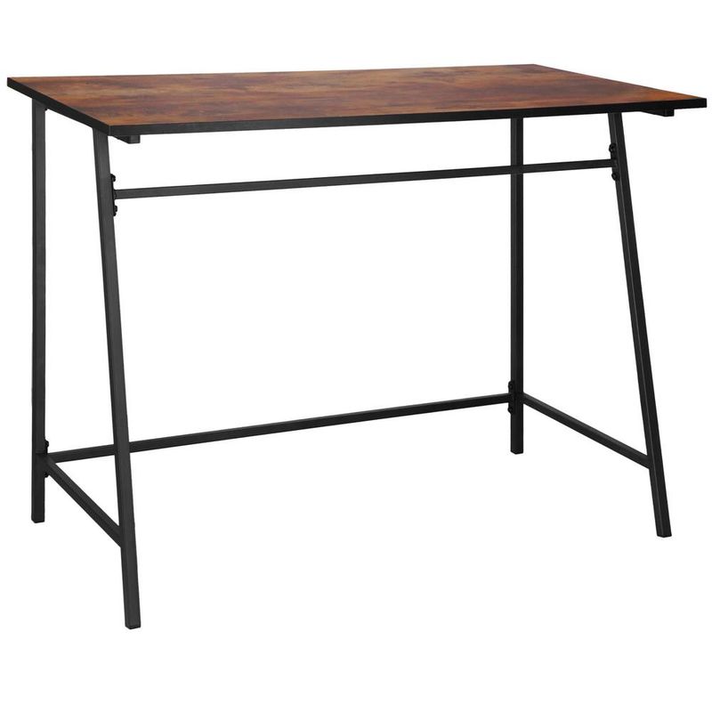 Casa si Gradina - Mobilier - Mese si birouri - Birouri - Birou tip masa laterala, cu cadru din otel, 50x100x76 cm, industrial, maro - Infinity.ro