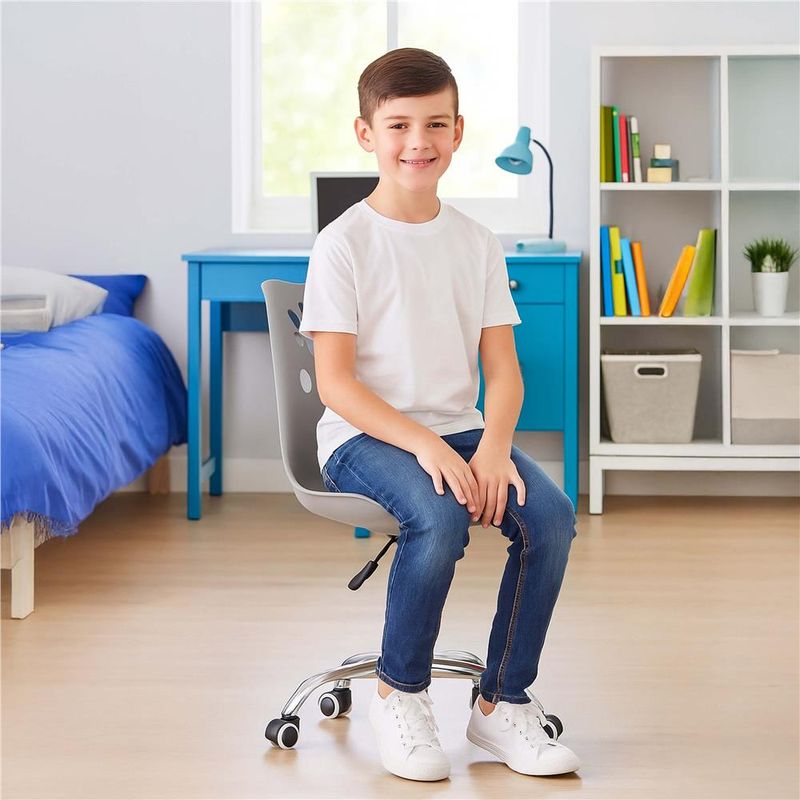 Casa si Gradina - Mobilier - Scaune si fotolii - Scaune - Scaun birou ergonomic, cu sezut din spuma, reglabil pe inaltime, maxim 120 kg, 90x49x48 cm, gri - Infinity.ro