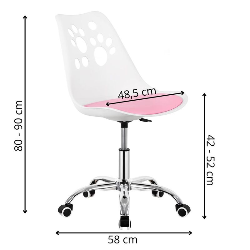 Casa si Gradina - Mobilier - Scaune si fotolii - Scaune - Scaun birou ergonomic, cu sezut din spuma, reglabil pe inaltime, maxim 120 kg, 90x49x48 cm, alb si roz - Infinity.ro