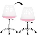 Casa si Gradina - Mobilier - Scaune si fotolii - Scaune - Scaun birou ergonomic, cu sezut din spuma, reglabil pe inaltime, maxim 120 kg, 90x49x48 cm, alb si roz - Infinity.ro
