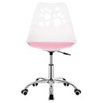 Casa si Gradina - Mobilier - Scaune si fotolii - Scaune - Scaun birou ergonomic, cu sezut din spuma, reglabil pe inaltime, maxim 120 kg, 90x49x48 cm, alb si roz - Infinity.ro