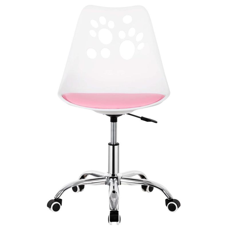 Casa si Gradina - Mobilier - Scaune si fotolii - Scaune - Scaun birou ergonomic, cu sezut din spuma, reglabil pe inaltime, maxim 120 kg, 90x49x48 cm, alb si roz - Infinity.ro