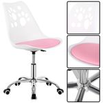 Casa si Gradina - Mobilier - Scaune si fotolii - Scaune - Scaun birou ergonomic, cu sezut din spuma, reglabil pe inaltime, maxim 120 kg, 90x49x48 cm, alb si roz - Infinity.ro
