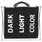 Market - Spalare si intretinere rufe - Uscatoare de rufe si accesorii - Cos de rufe cu 3 compartimente, cadru aluminiu, 68x40x60cm, 146 litri, negru - Infinity.ro