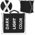 Market - Spalare si intretinere rufe - Uscatoare de rufe si accesorii - Cos de rufe cu 3 compartimente, cadru aluminiu, 68x40x60cm, 146 litri, negru - Infinity.ro