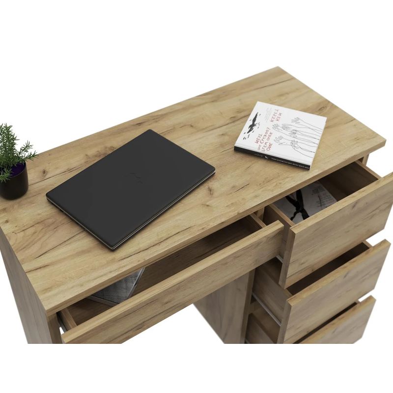 Casa si Gradina - Mobilier - Mese si birouri - Birouri - Birou calculator Beta 3 cu 4 sertare, 94x43x75 cm, finisaj craft - Infinity.ro