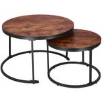 Casa si Gradina - Mobilier - Mese si birouri - Masute de cafea - Set 2 mese pentru cafea suprapozabile, cadru otel, 70x70x47 cm si 50x50x40 cm, maro - Infinity.ro