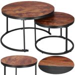Casa si Gradina - Mobilier - Mese si birouri - Masute de cafea - Set 2 mese pentru cafea suprapozabile, cadru otel, 70x70x47 cm si 50x50x40 cm, maro - Infinity.ro