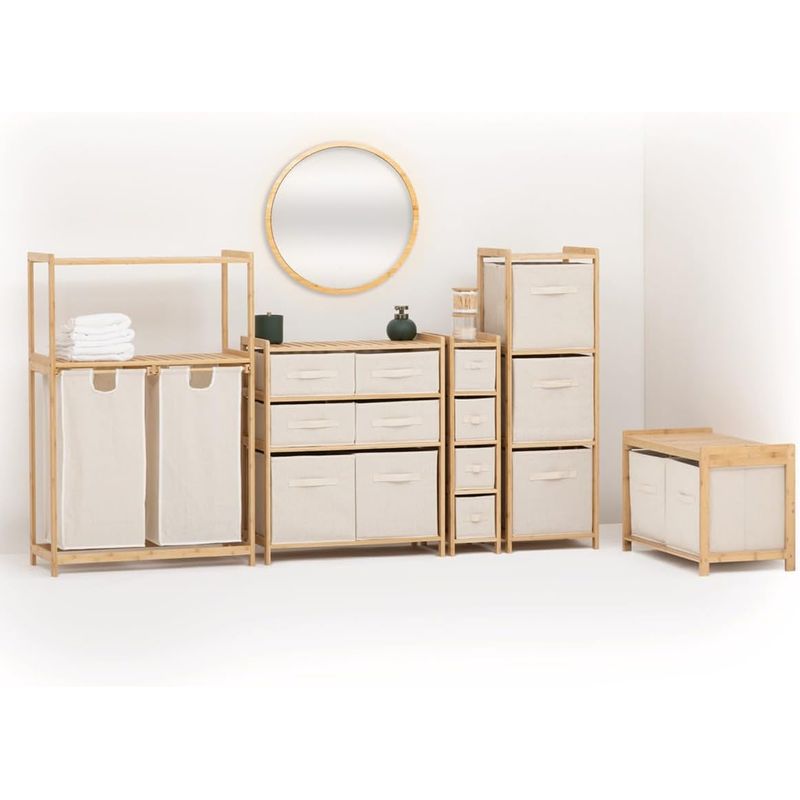 Casa si Gradina - Mobilier - Biblioteci si rafturi - Etajere - Etajera dubla 5Five Tidy Box, 6 compartimente, 66x33x78 cm, natur - Infinity.ro