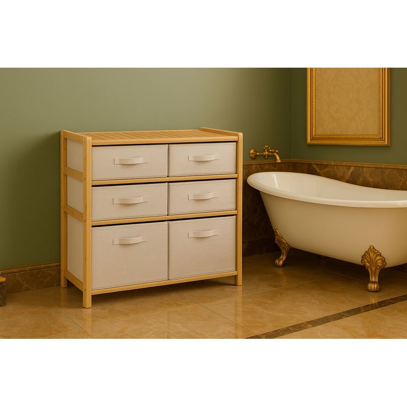 Casa si Gradina - Mobilier - Biblioteci si rafturi - Etajere - Etajera dubla 5Five Tidy Box, 6 compartimente, 66x33x78 cm, natur - Infinity.ro