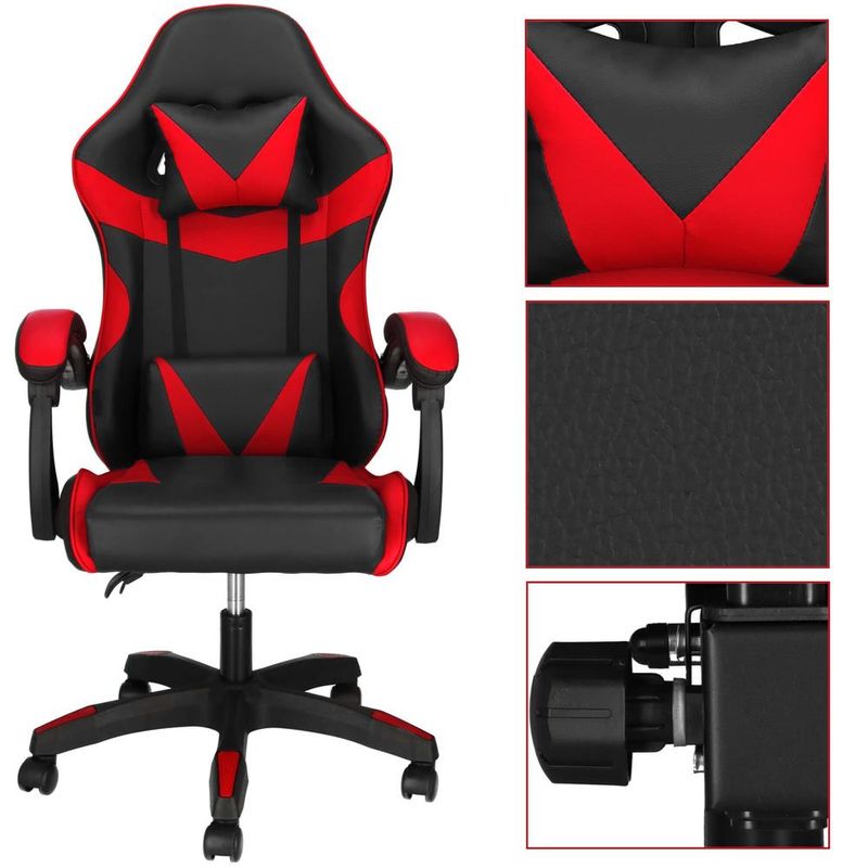 PC, gaming si accesorii - Gaming - Accesorii gaming - Scaune gaming - Scaun birou pentru gaming, ergonomic, suport lombar si tetiera, 114-123x55x50 cm, negru si rosu - Infinity.ro