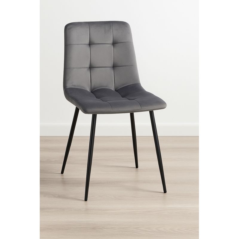 Casa si Gradina - Mobilier - Scaune si fotolii - Scaune - Scaun living tapitat cu catifea, spatar matlasat, 44x54x89 cm, gri - Infinity.ro