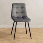 Casa si Gradina - Mobilier - Scaune si fotolii - Scaune - Scaun living tapitat cu catifea, spatar matlasat, 44x54x89 cm, gri - Infinity.ro