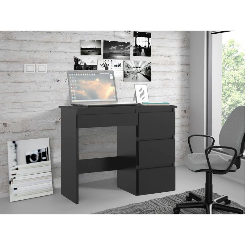 Casa si Gradina - Mobilier - Mese si birouri - Birouri - Birou calculator Beta 3 cu 4 sertare, 94x43x75 cm, finisaj negru - Infinity.ro